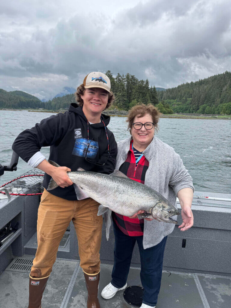 King salmon fishing charter guests in Juneau, Alaska