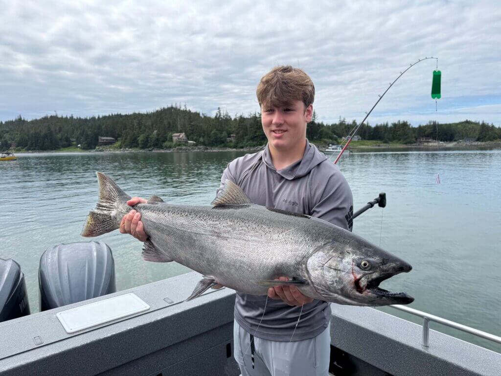 King salmon caught on Juneau Alaska fishing charter